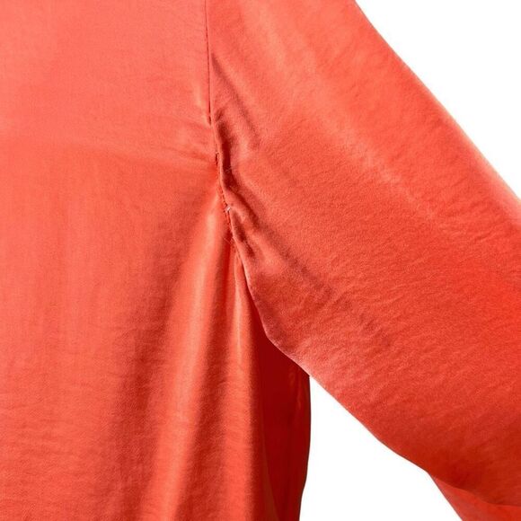 Vince Long Sleeve Blouse Coral Draped Front Size 10 Medium - Picture 13 of 14